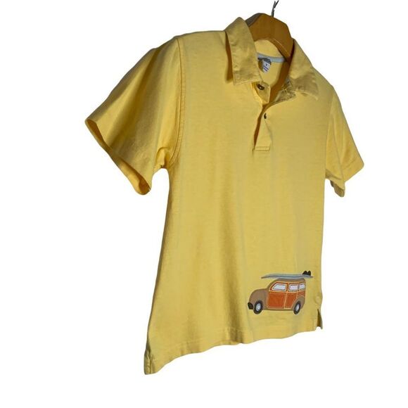 Hartstrings Boy's size 8 Panel wagon surfing yellow Cotton Polo Shirt top - Picture 3 of 11